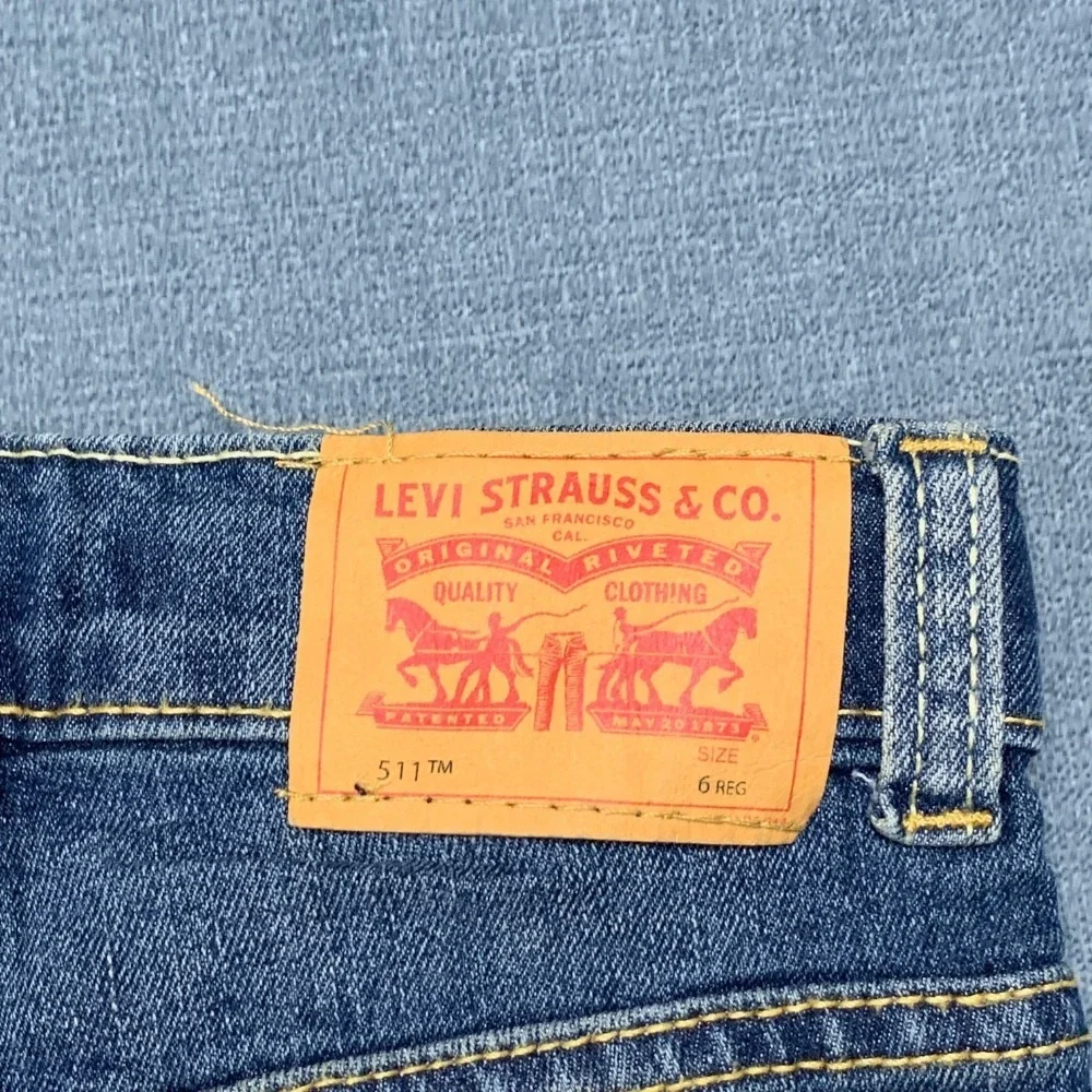 Levi's 511 Slim Fit Jeans Boys 6 Blue Denim Cotton Stretch Casual Straight Leg